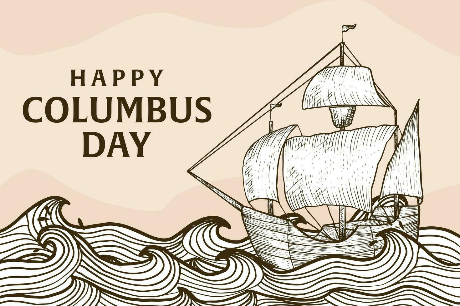 hand drawn happy columbus day background illustration vector
