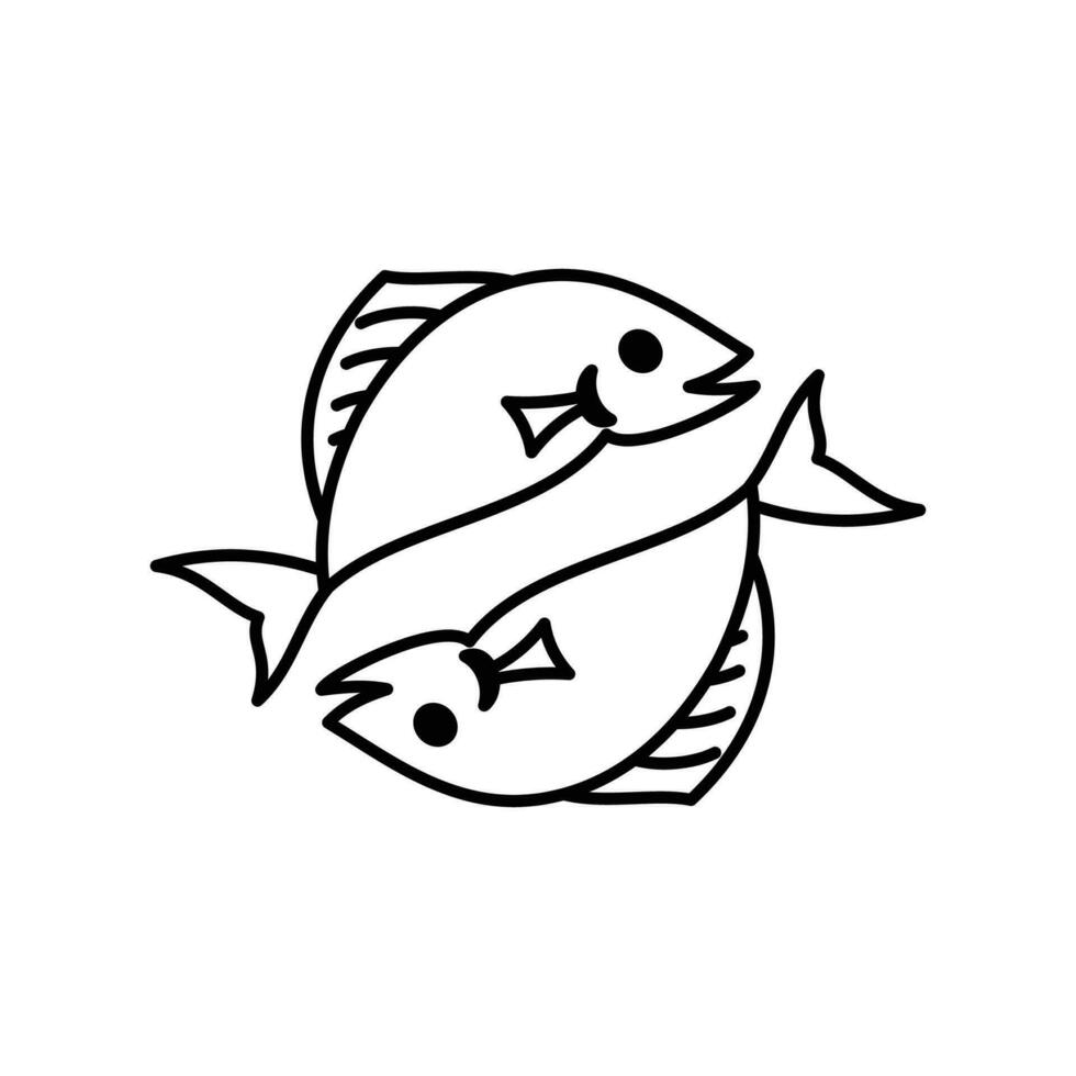 Pisces zodiac sign logo icon isolated horoscope symbol vector illustration