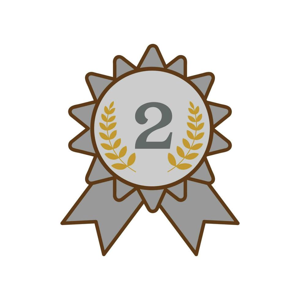 2nd success champion achievement award icon isolated vector illustration