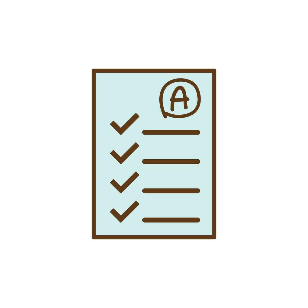 Exam sheet with A grade icon isolated vector illustration