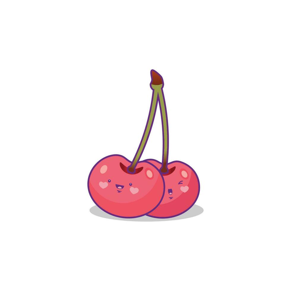 Cute funny cherry fruit character vector