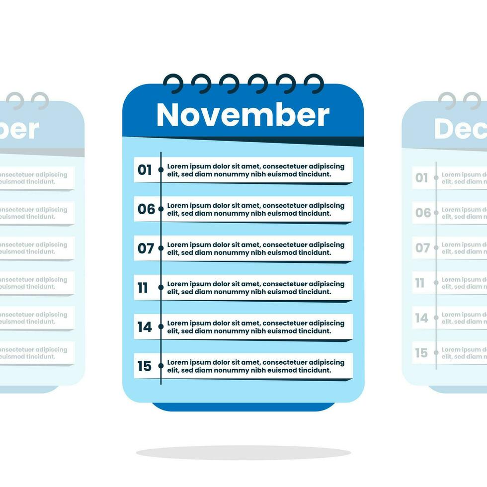 actividad mensual cronograma calendario infografía modelo vector