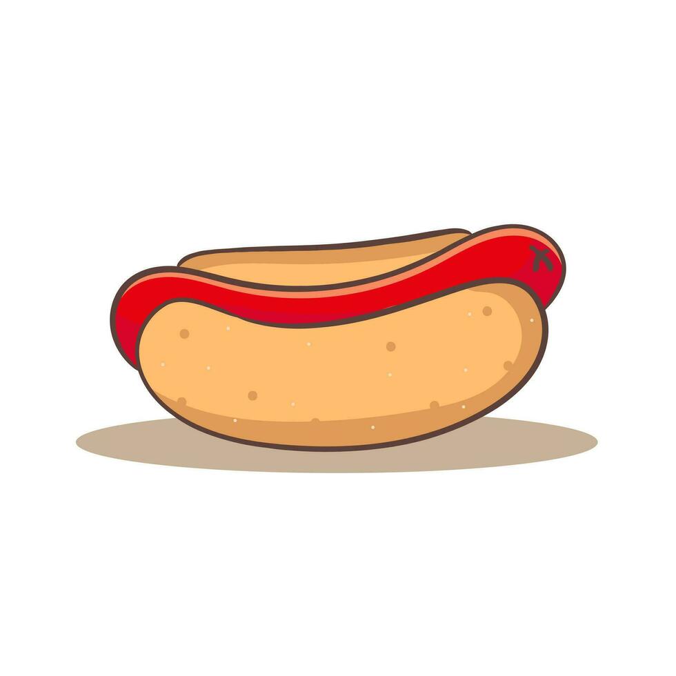 Hotdog cartoon flat style. Fast food concept design. Isolated white background. Vector art illustration.