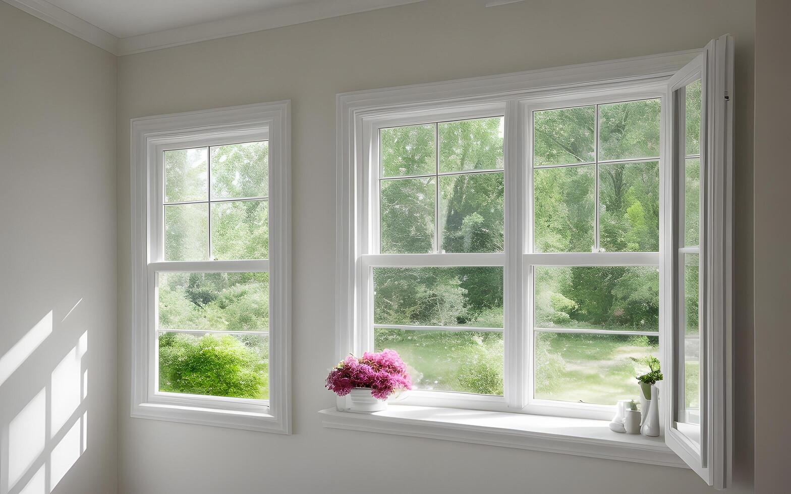 Home related concept background indoor display stylish modern window. photo