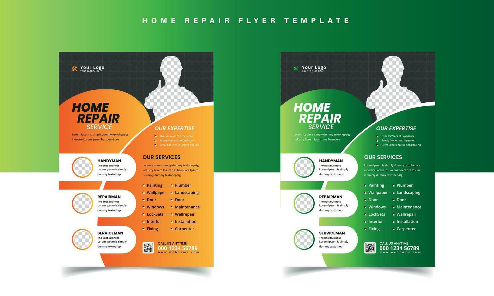 Home repair flyer template with Handyman leaflet design vector