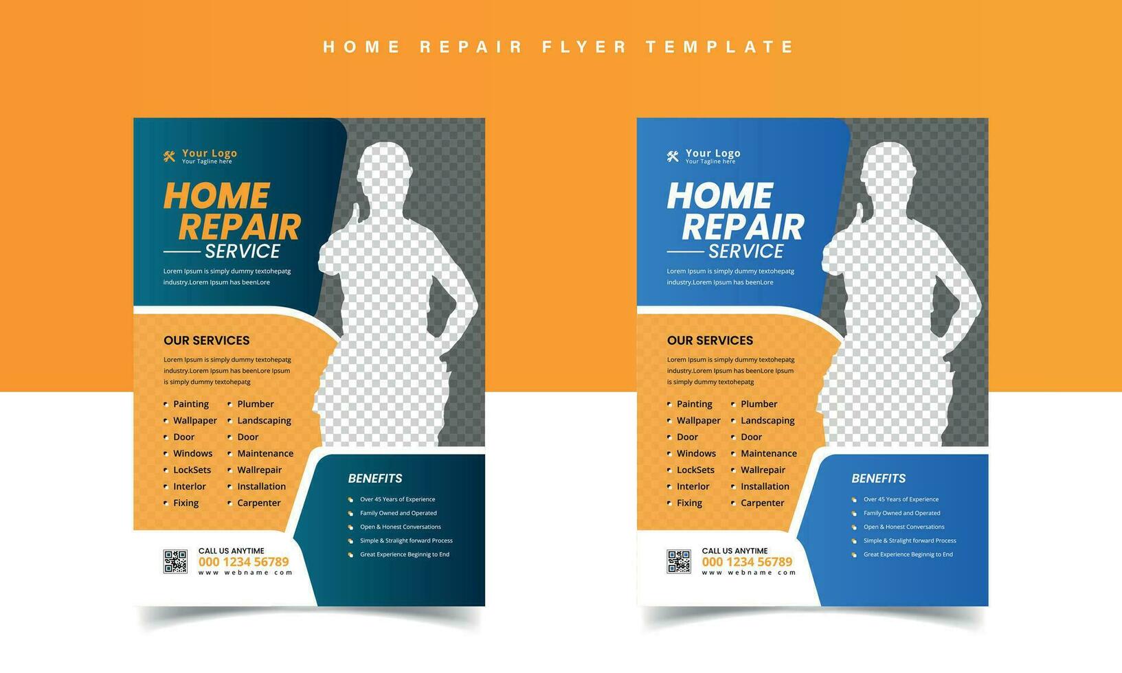 Home repair flyer template with Handyman leaflet design vector