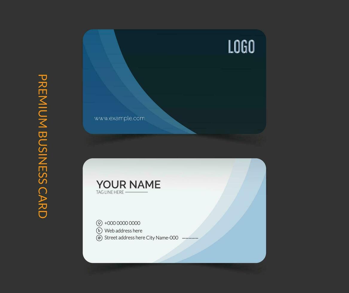 Modern corporte blue and white business card template design. Simple and clean visiting card design. vector