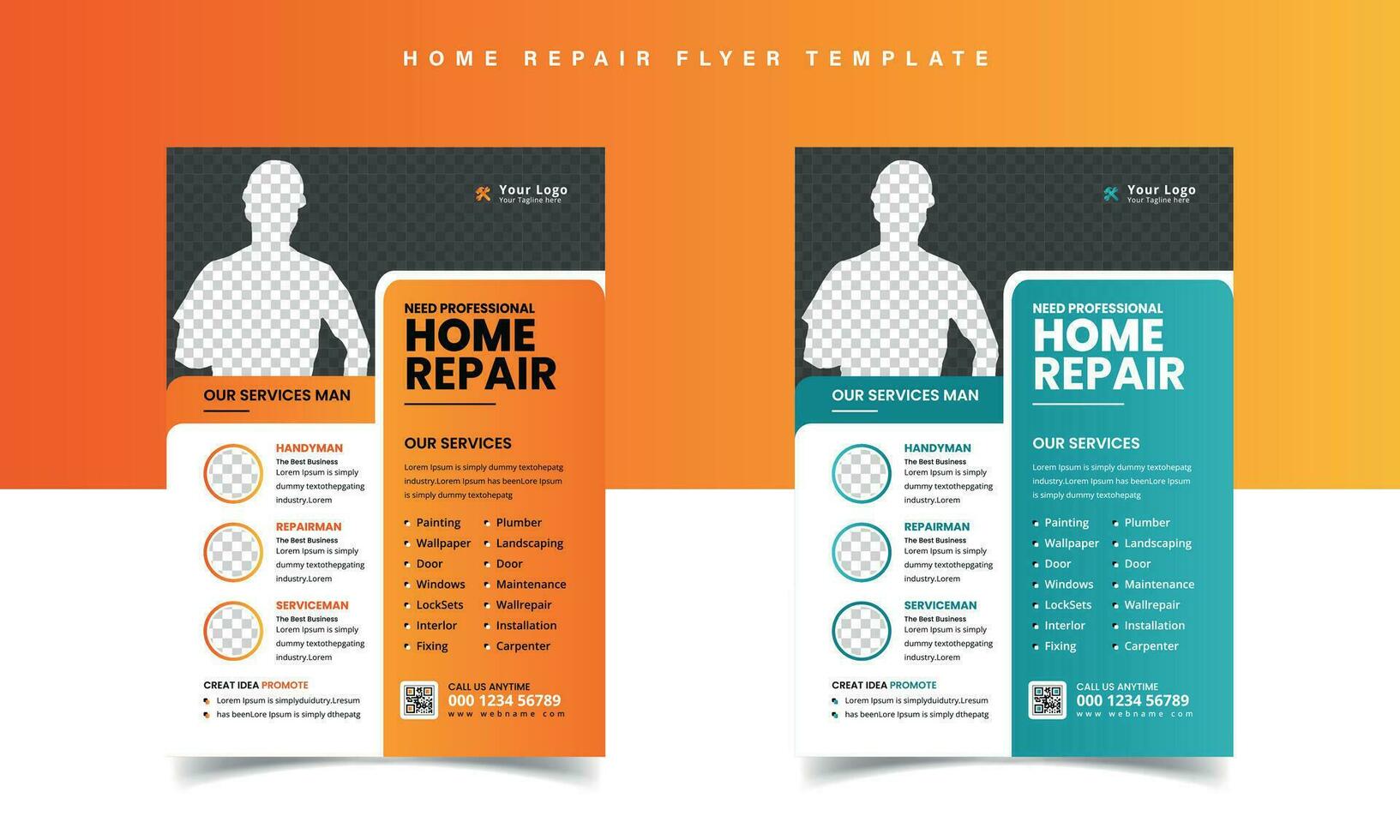 Home repair flyer template with Handyman leaflet design vector