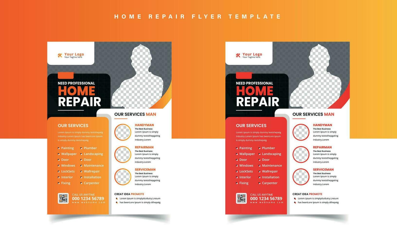 Home repair flyer template with Handyman leaflet design vector