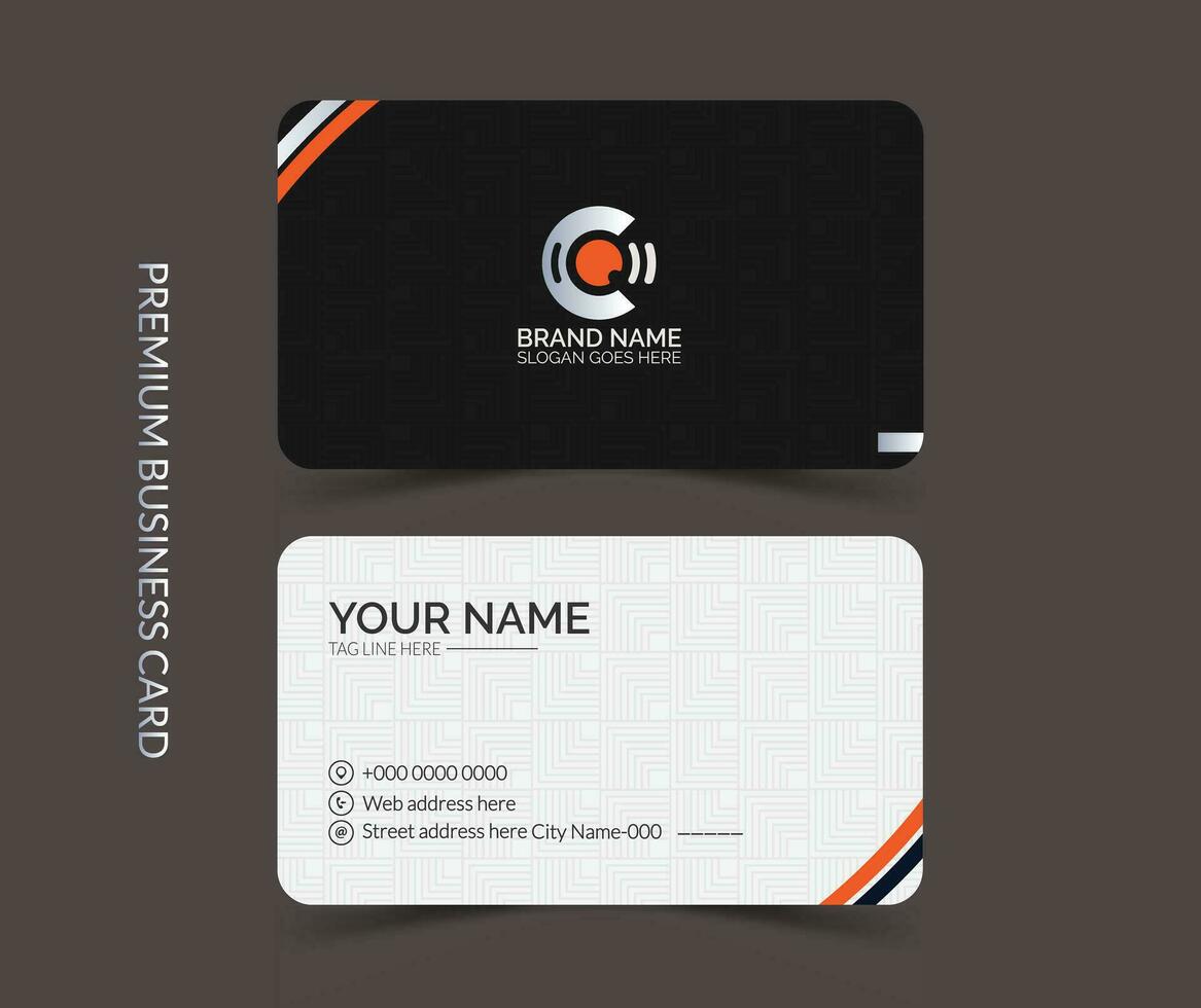 Professional dark and white business card template design with mockup vector