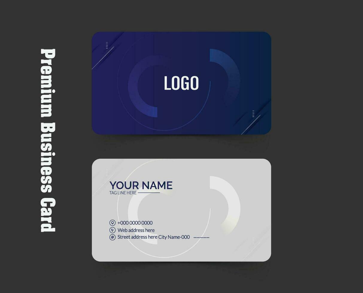 Elegant blue and white business card layout vector