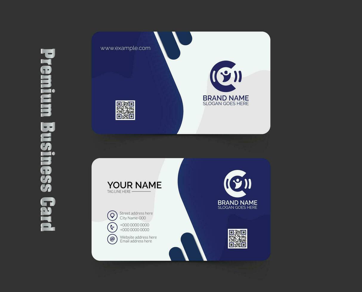 Elegant blue and white business card layout vector