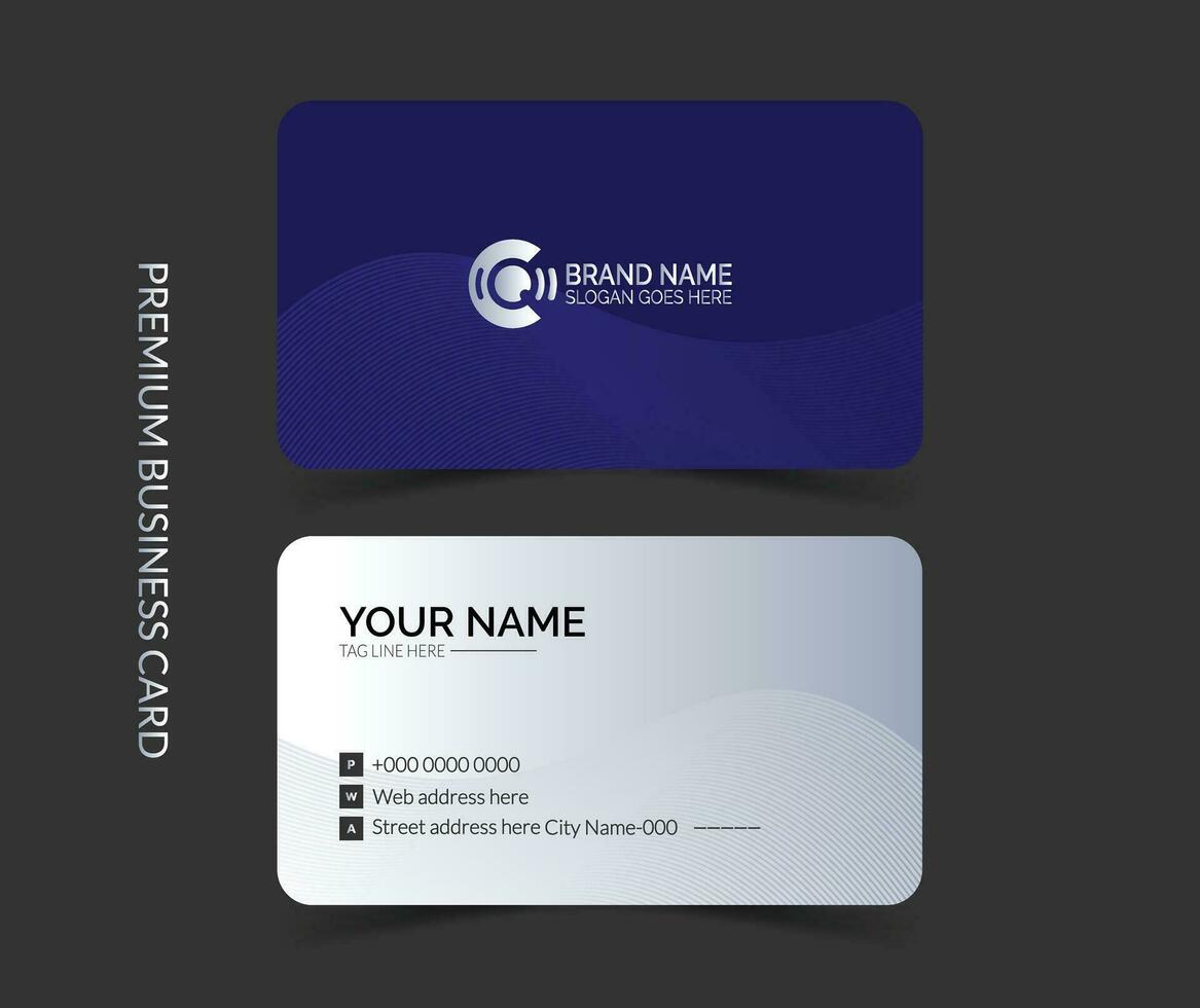 Modern corporte blue and white business card template design. Simple and clean visiting card design. vector