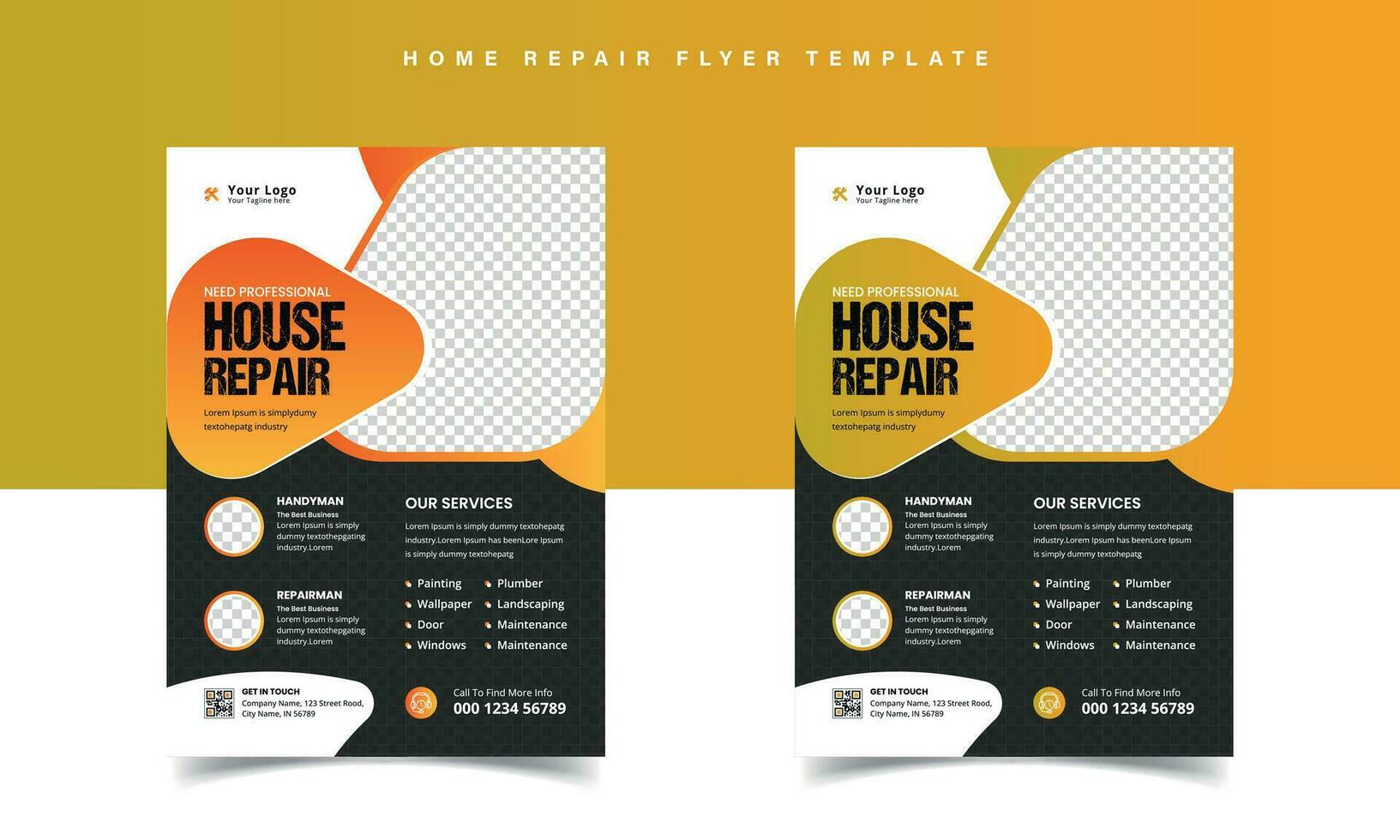 Home repair flyer template with Handyman leaflet design vector