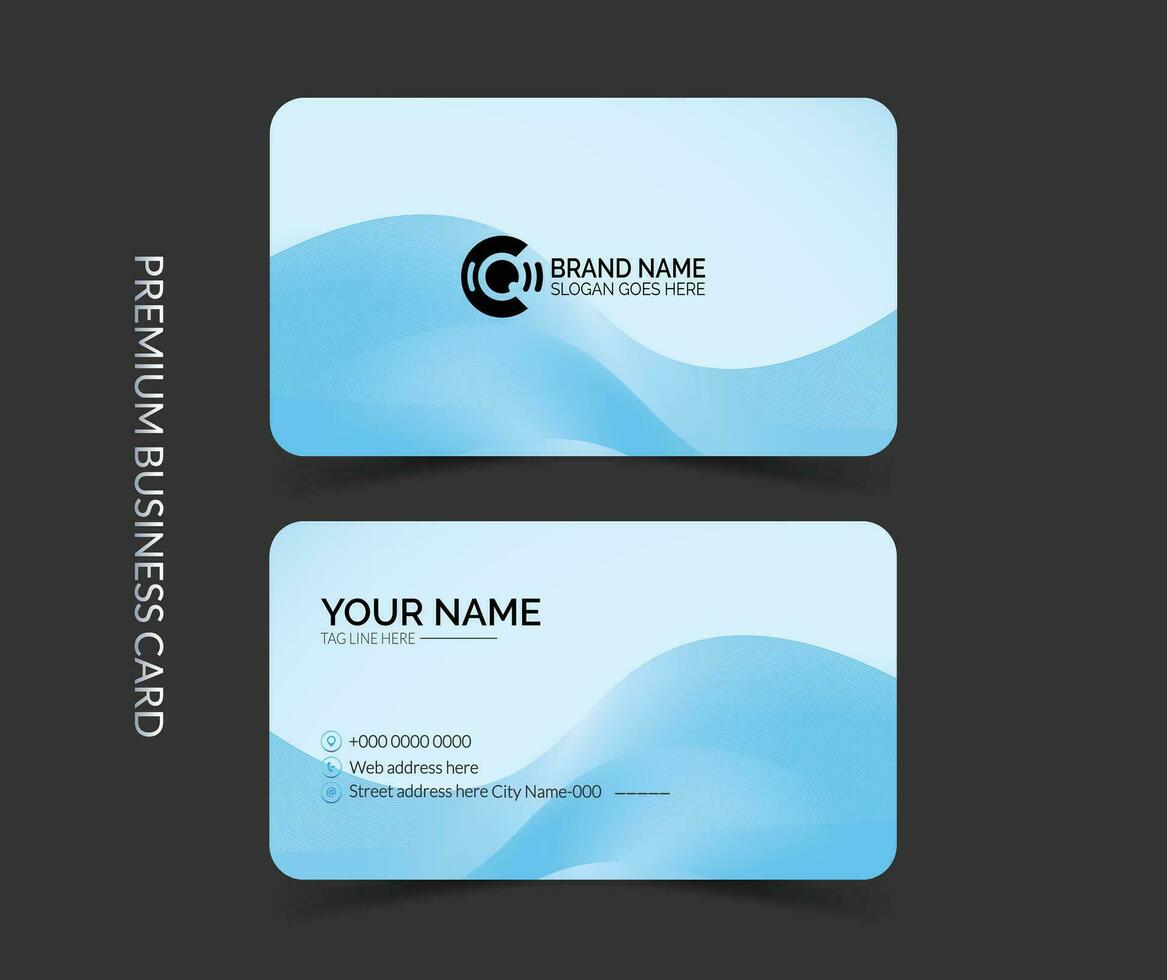Simple and clean business card template design with mockup and dark background vector