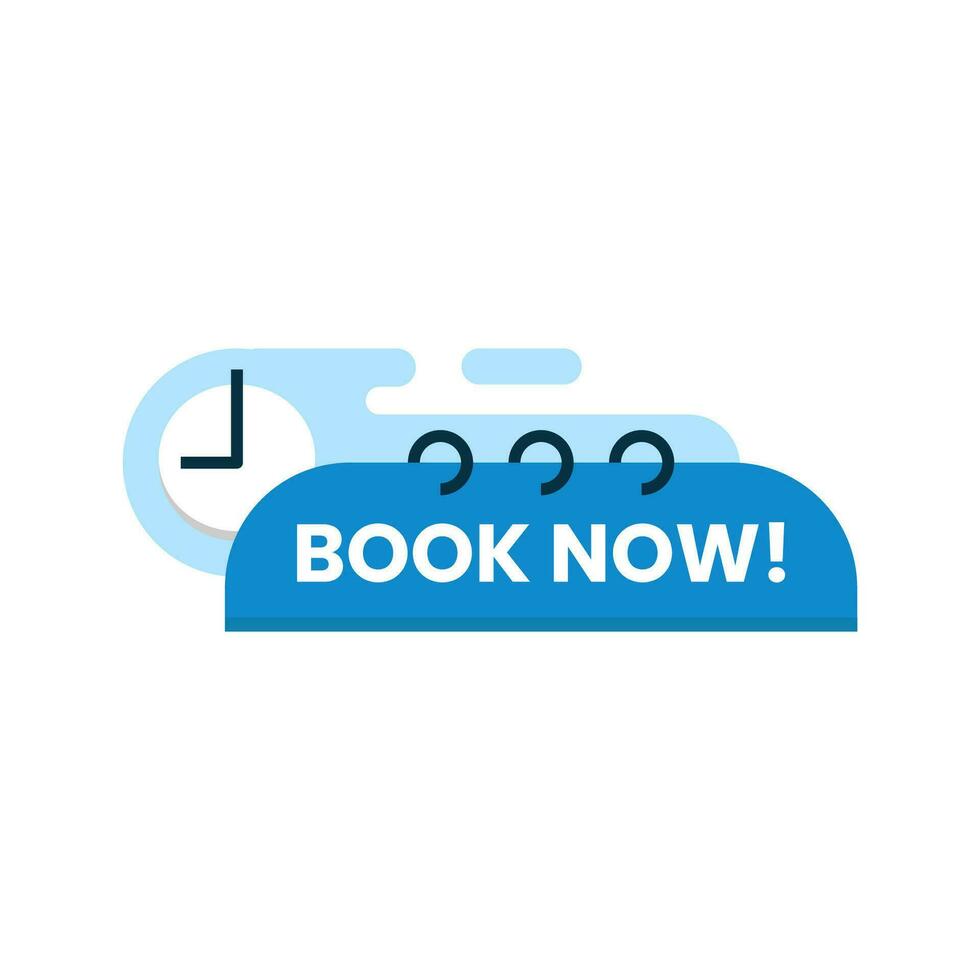 book now button concept illustration flat design vector eps10. modern graphic element for ui, banner, infographic, icon, sticker