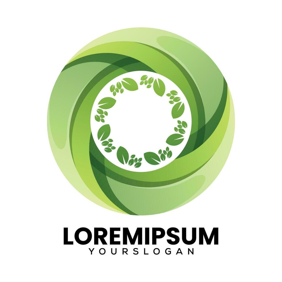 circle and leaf icon colorful logo design vector