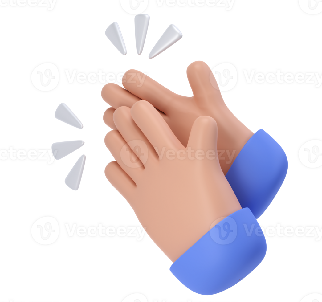 3D Clapping Hands applauding dark skin icon transparent png, agreement and success concept render illustration png