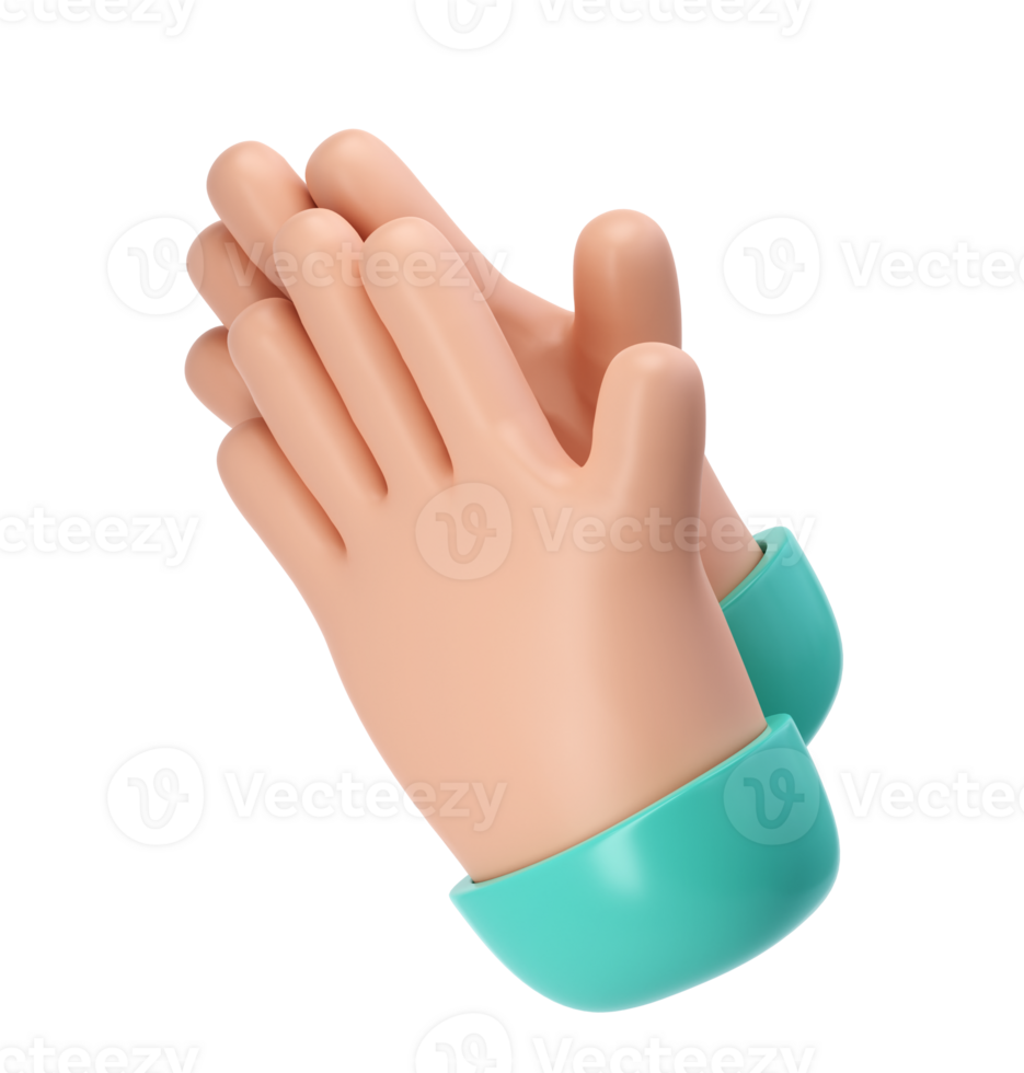 3D Clapping Hands applauding icon transparent, agreement and success concept render illustration png