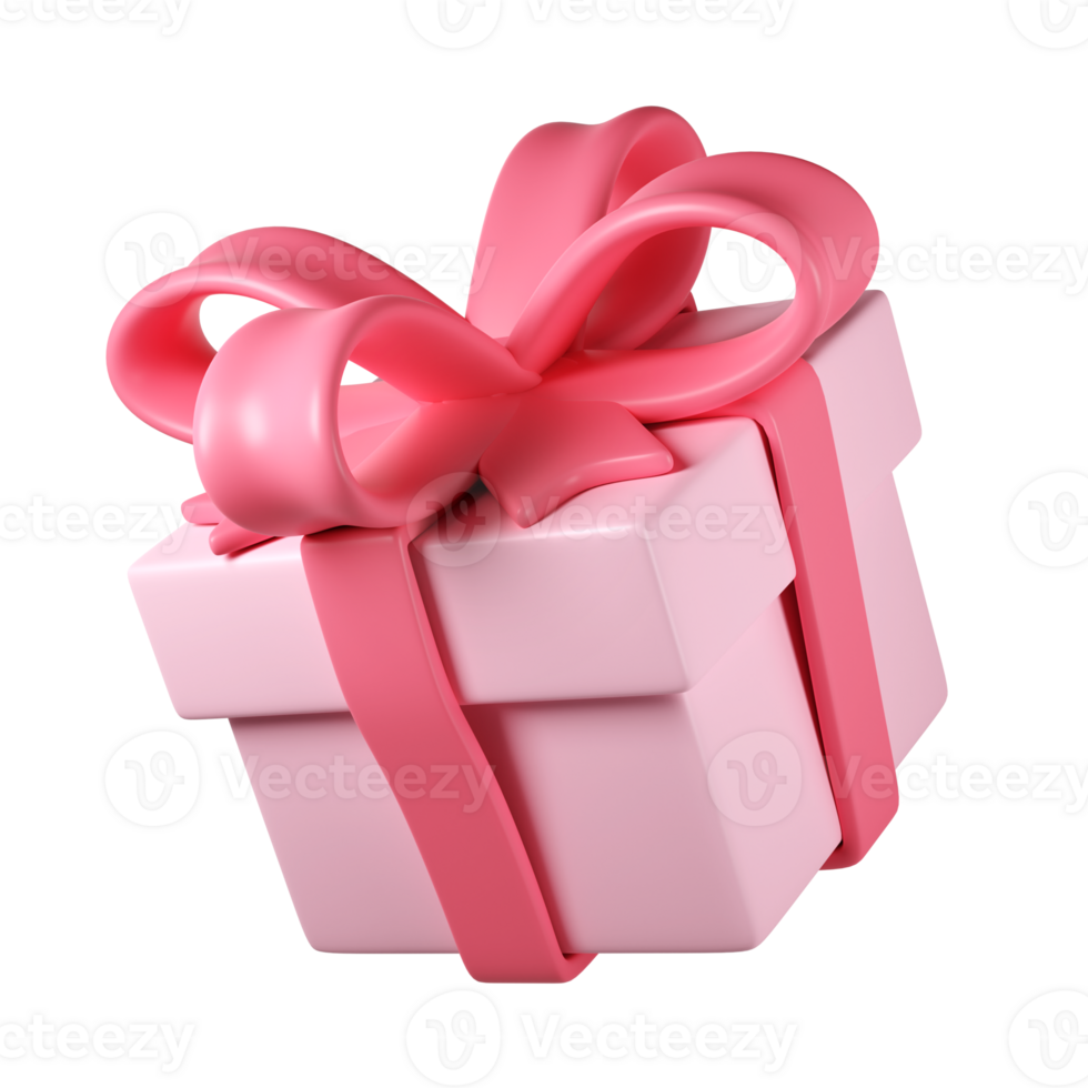 3d Rosa Weihnachten Geschenk Box Symbol mit Pastell- Band Bogen transparent. machen modern Urlaub. realistisch Symbol zum gegenwärtig, Geburtstag oder Hochzeit Banner png