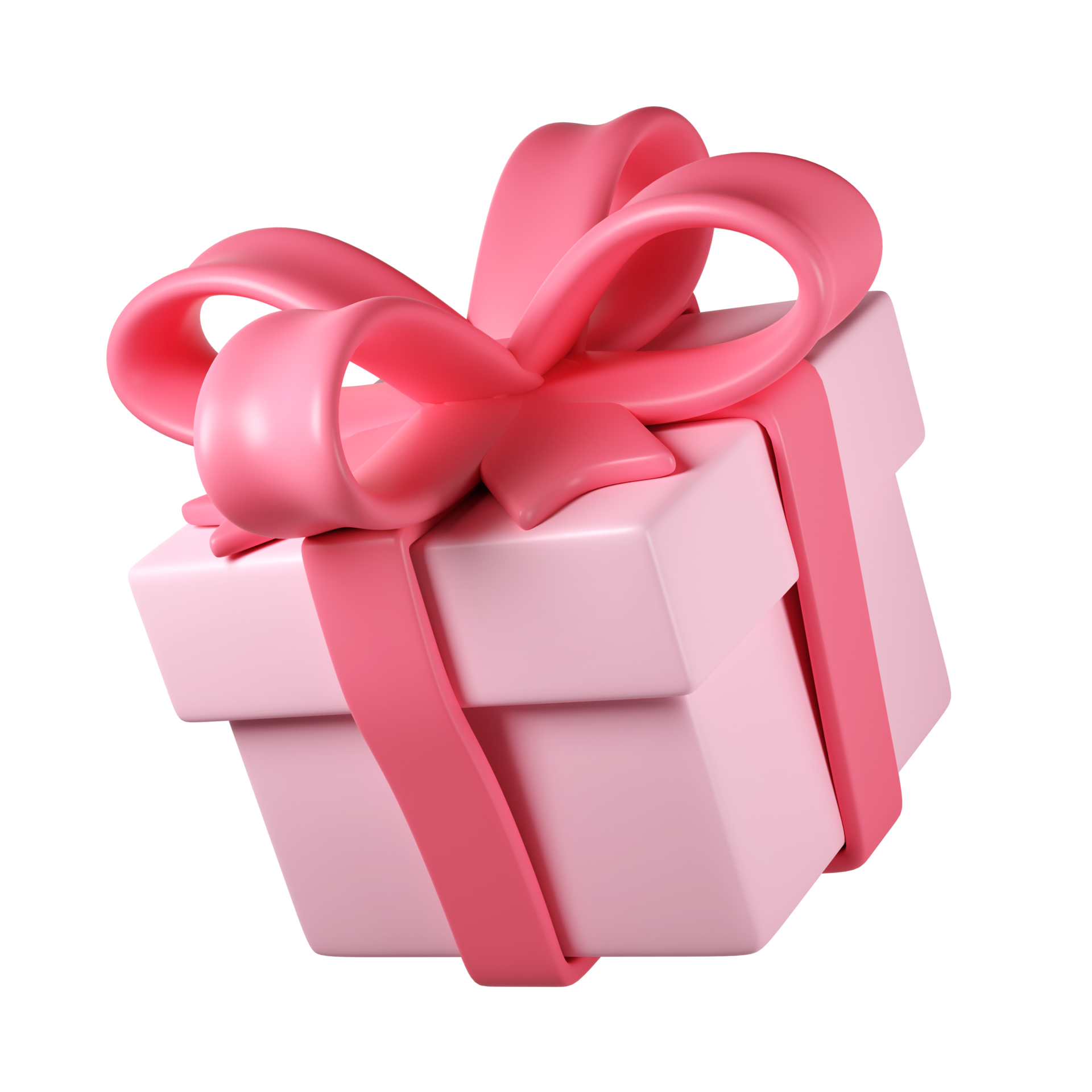 3d pink christmas gift box icon with pastel ribbon bow transparent ...