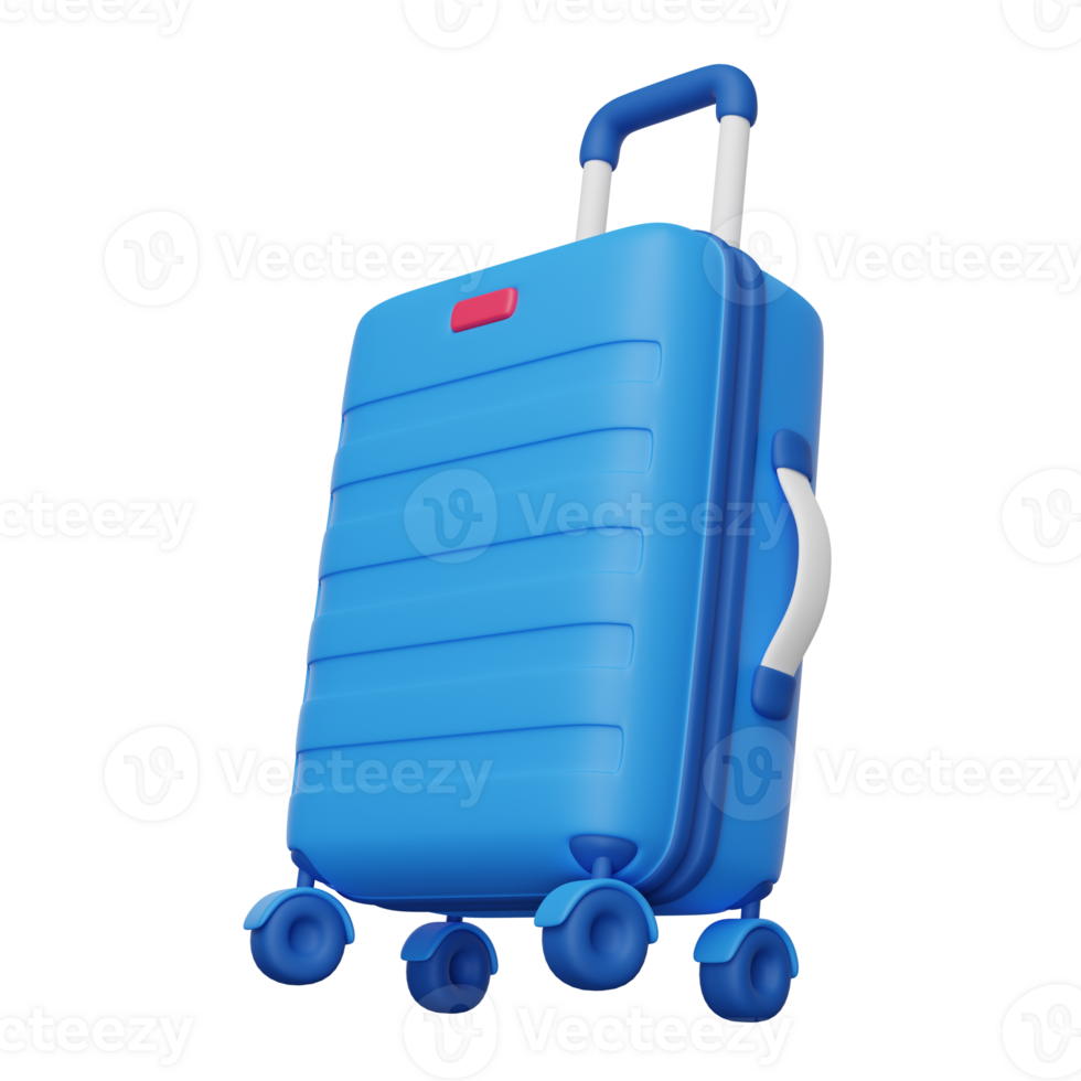 Suitcase on wheels 3D render icon png