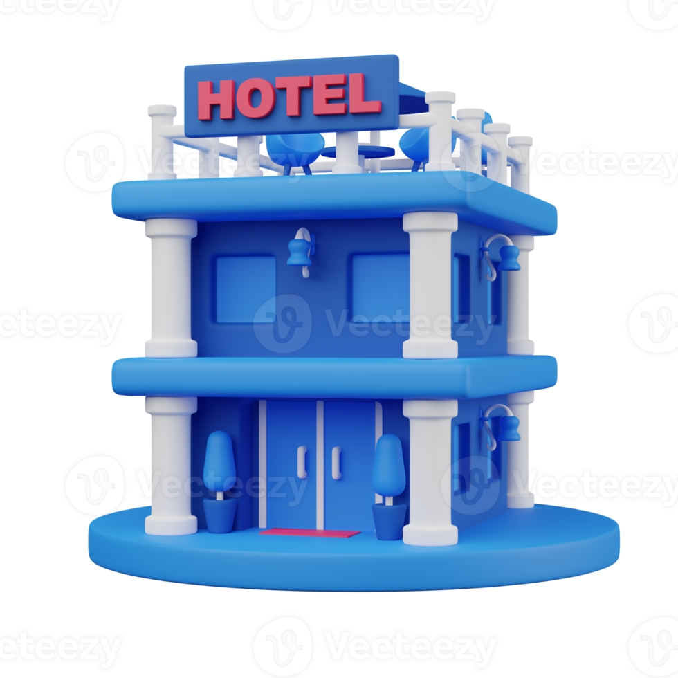 Hotel Building 3D render icon png