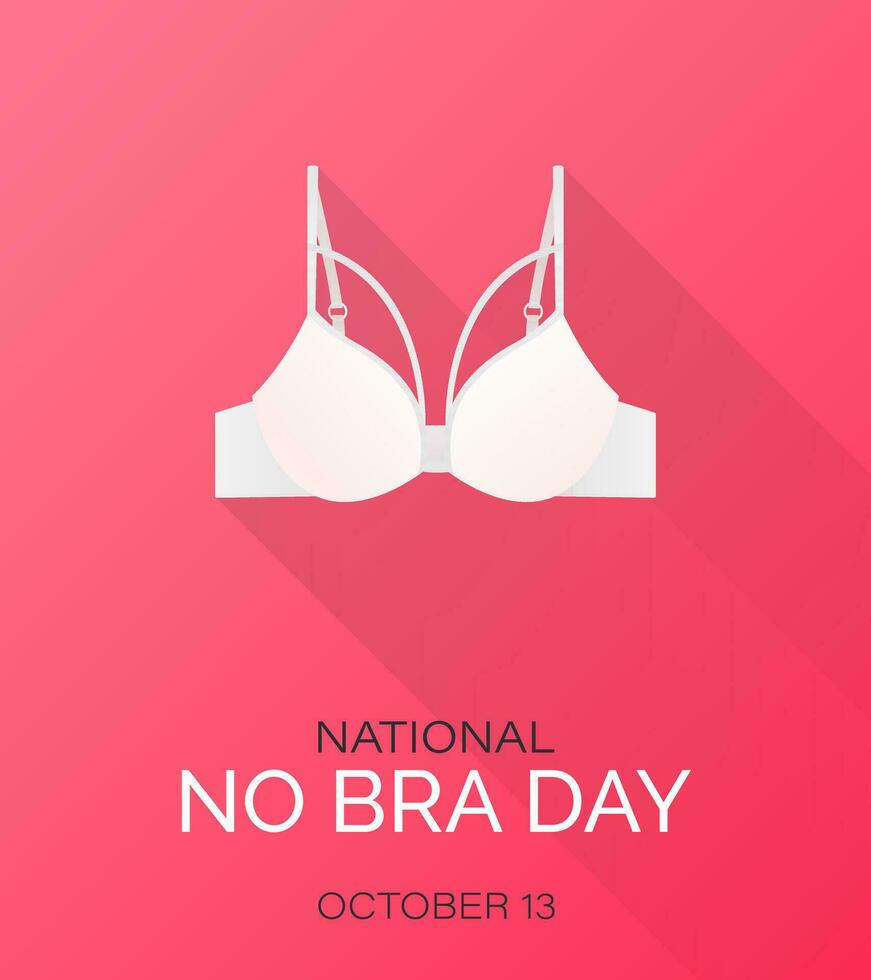National No Bra Day. Vector web banner, poster, cover. White super
