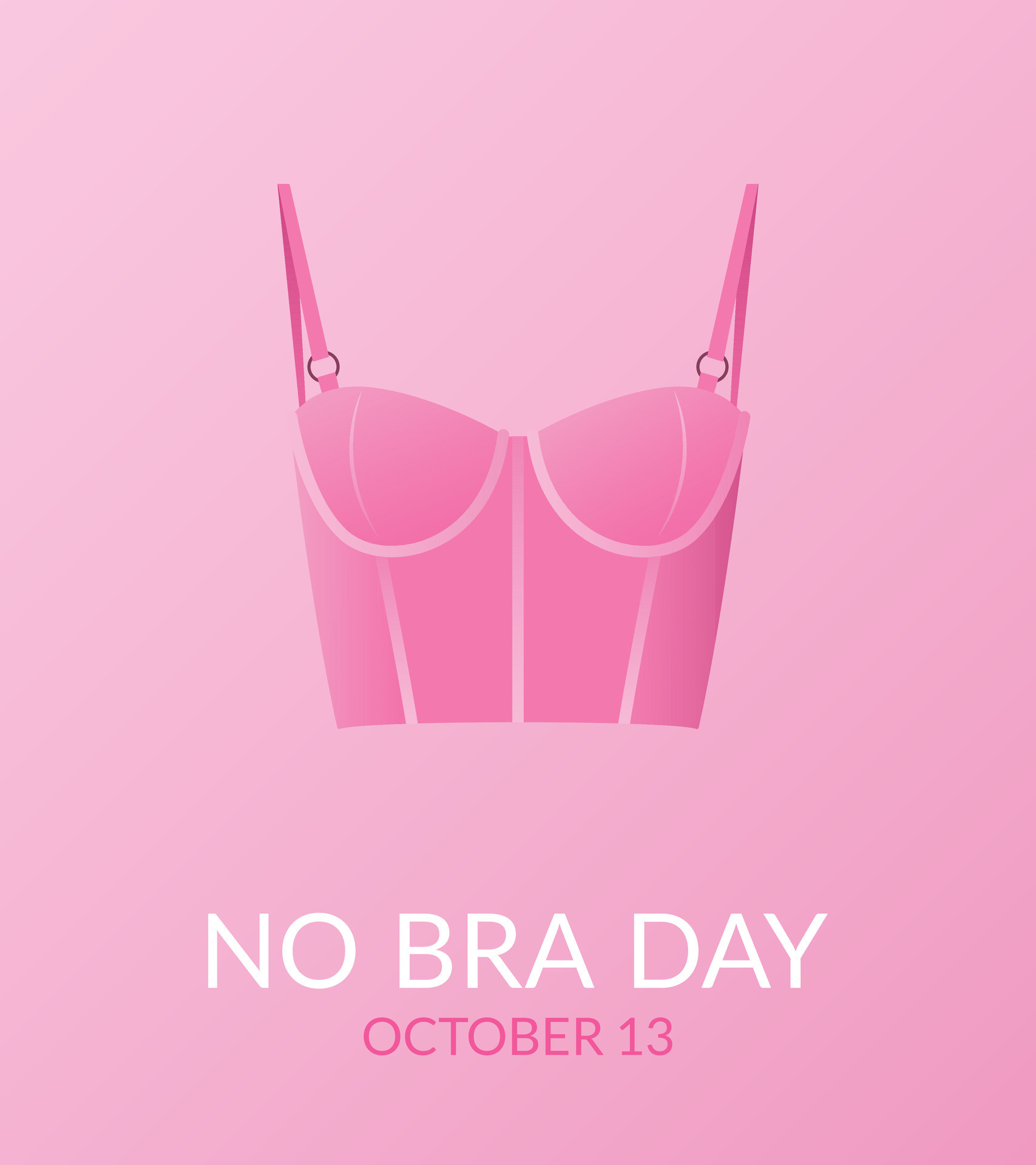 National No Bra Day. Vector web banner, poster, cover. Bustier top icon  isolated on soft pink backdrop. Breast cancer awareness. No Bra Day, October  13. Women health. Breast health care. 28692991 Vector