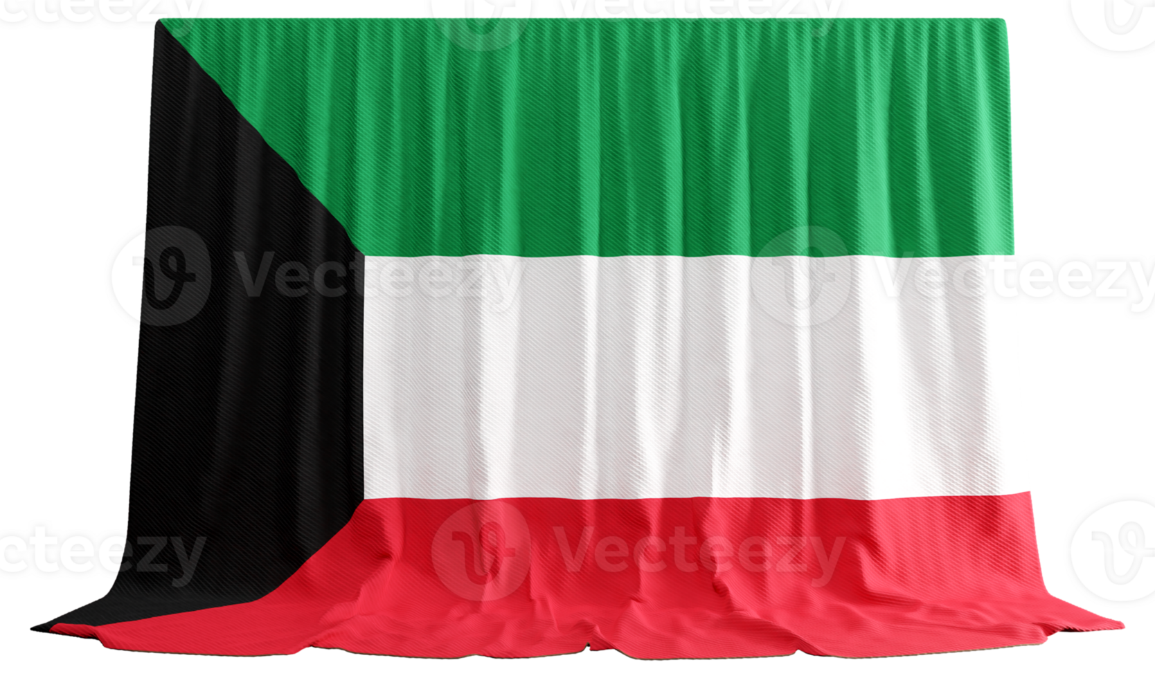 Kuwaiti Flag Curtain in 3D Rendering Kuwait's Resilience png