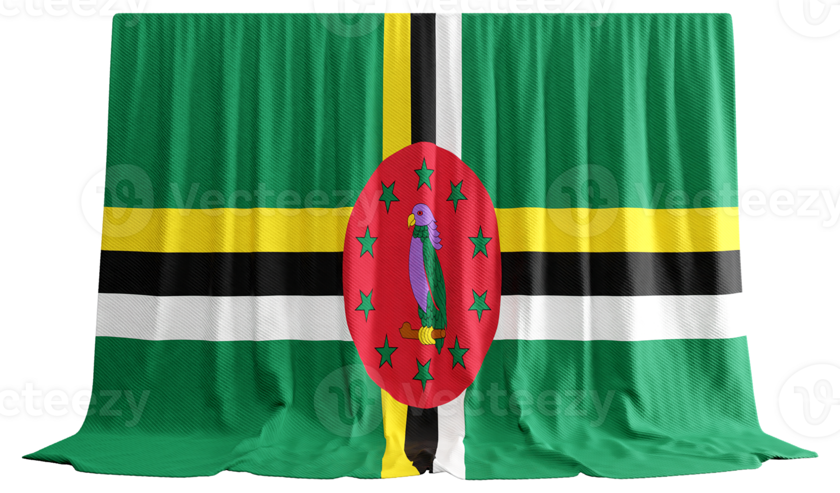 Dominica Flag Curtain in 3D Rendering Embracing Dominica's Nature png