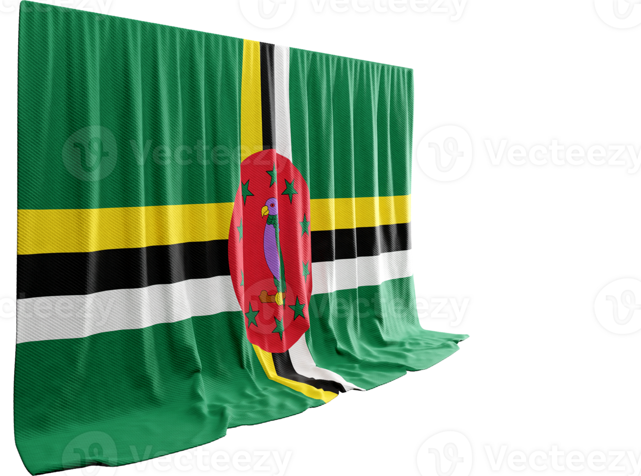Dominica Flag Curtain in 3D Rendering Embracing Dominica's Nature png
