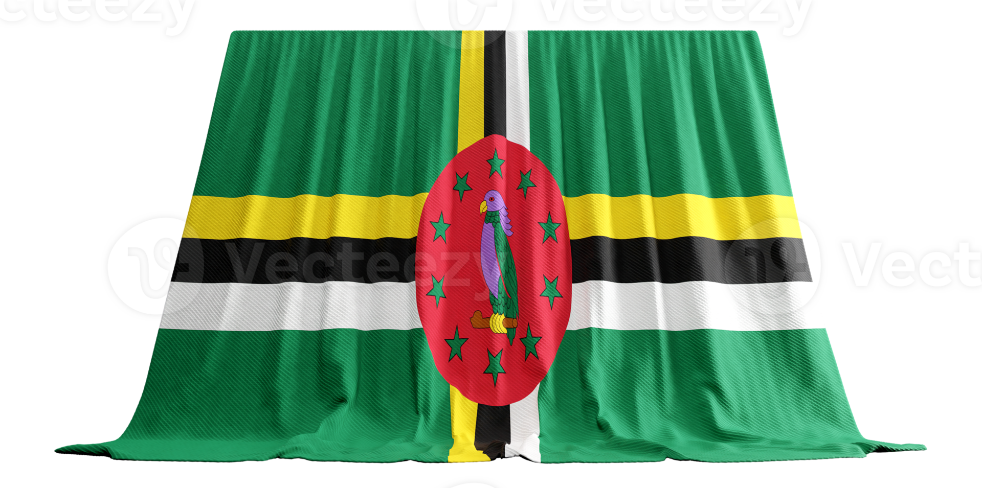 Dominica Flag Curtain in 3D Rendering Embracing Dominica's Nature png