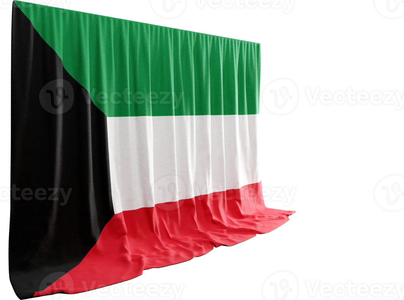 Kuwaiti Flag Curtain in 3D Rendering Kuwait's Resilience png