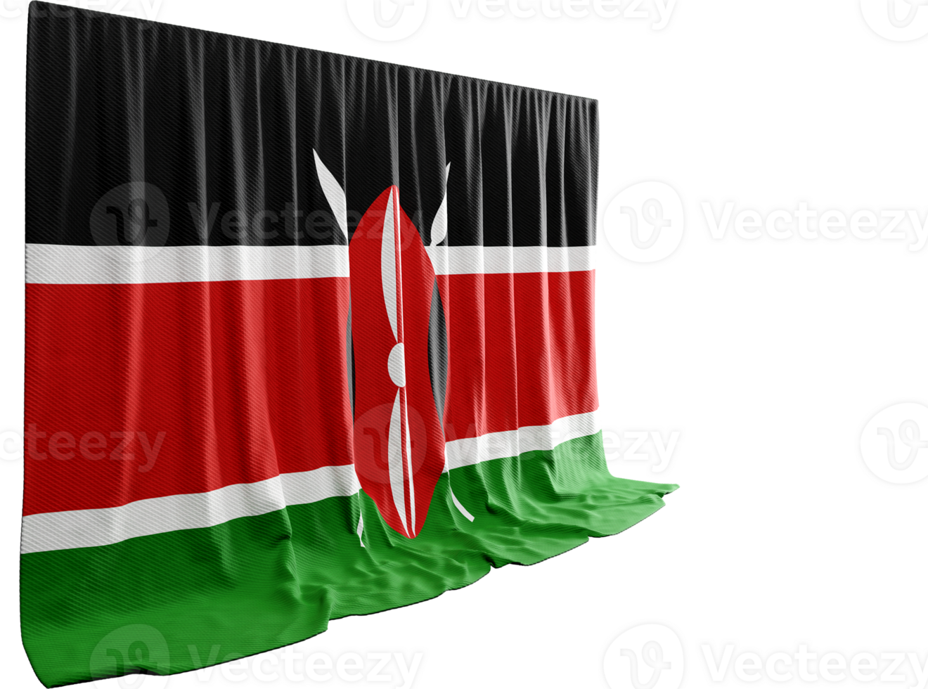 Swahili Flag Curtain in 3D Rendering Embracing Kenya's Natural Beauty png
