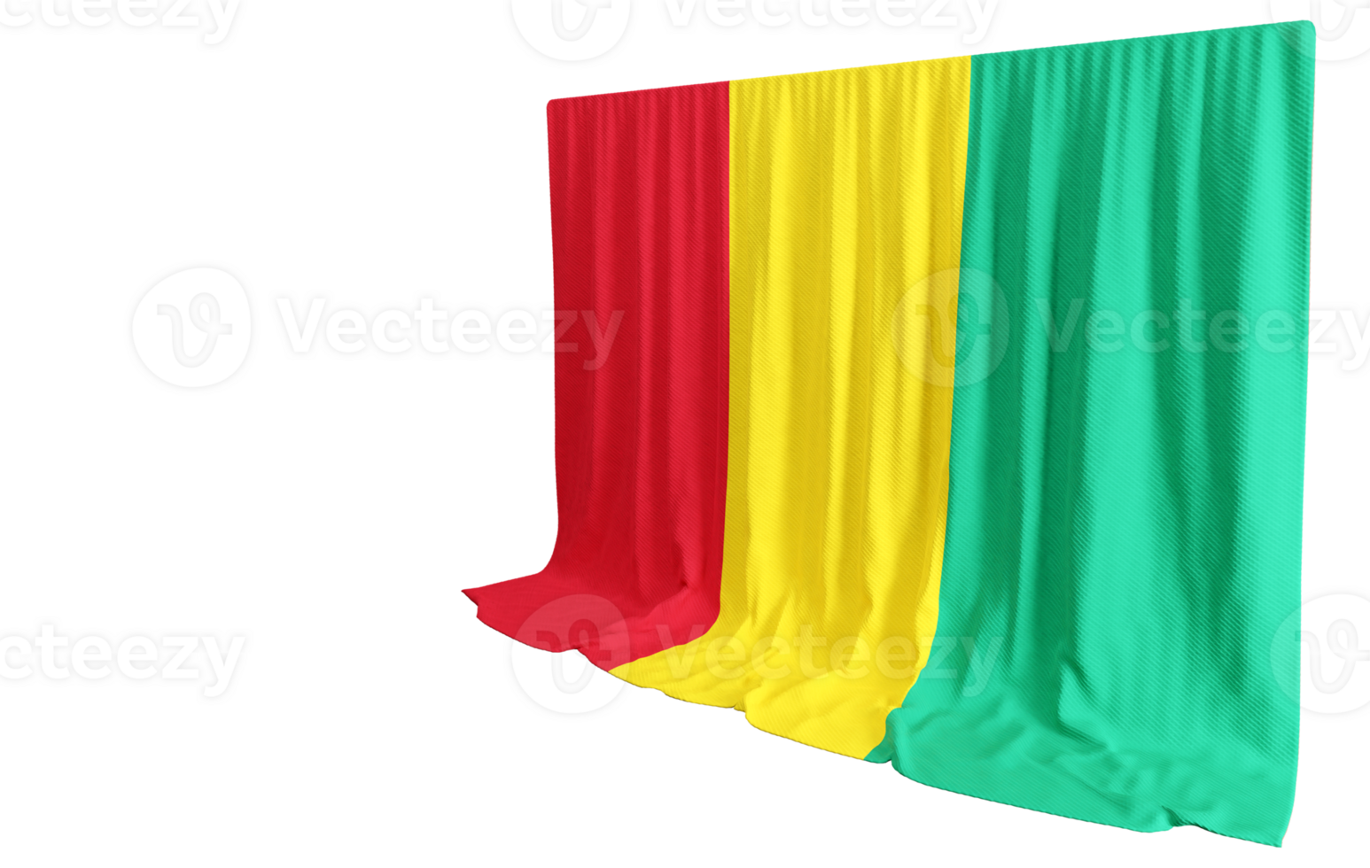 Guinea Flag Curtain in 3D Rendering Embracing Guinea's Diversity png