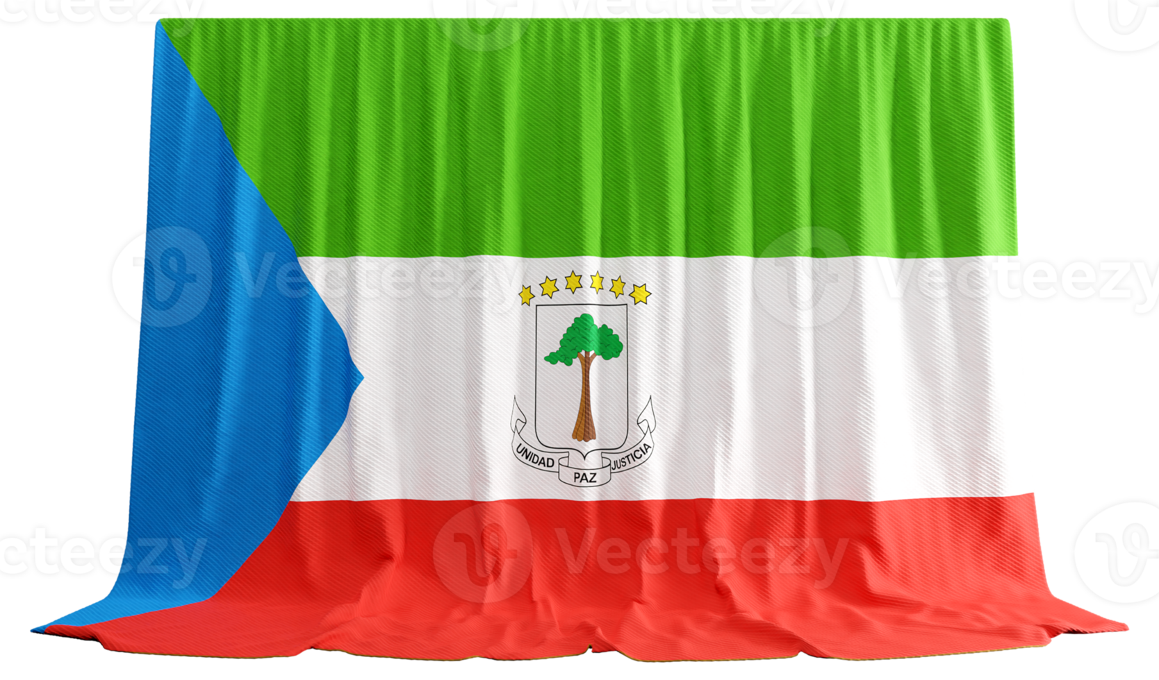 Equatorial Flag Curtain in 3D Rendering Embracing Equatorial Guinea's Diversity png