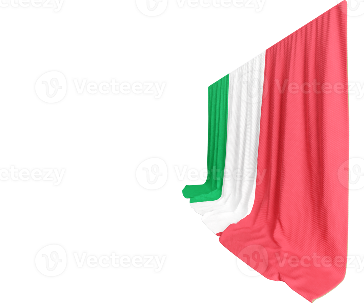 Italienisch Flagge Vorhang im 3d Rendern Italiens zeitlos Eleganz png