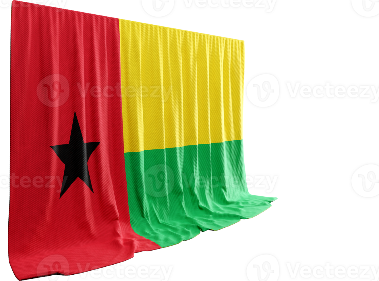 Guinea vlag gordijn in 3d renderen Guinee-Bissau cultureel rijkdom png