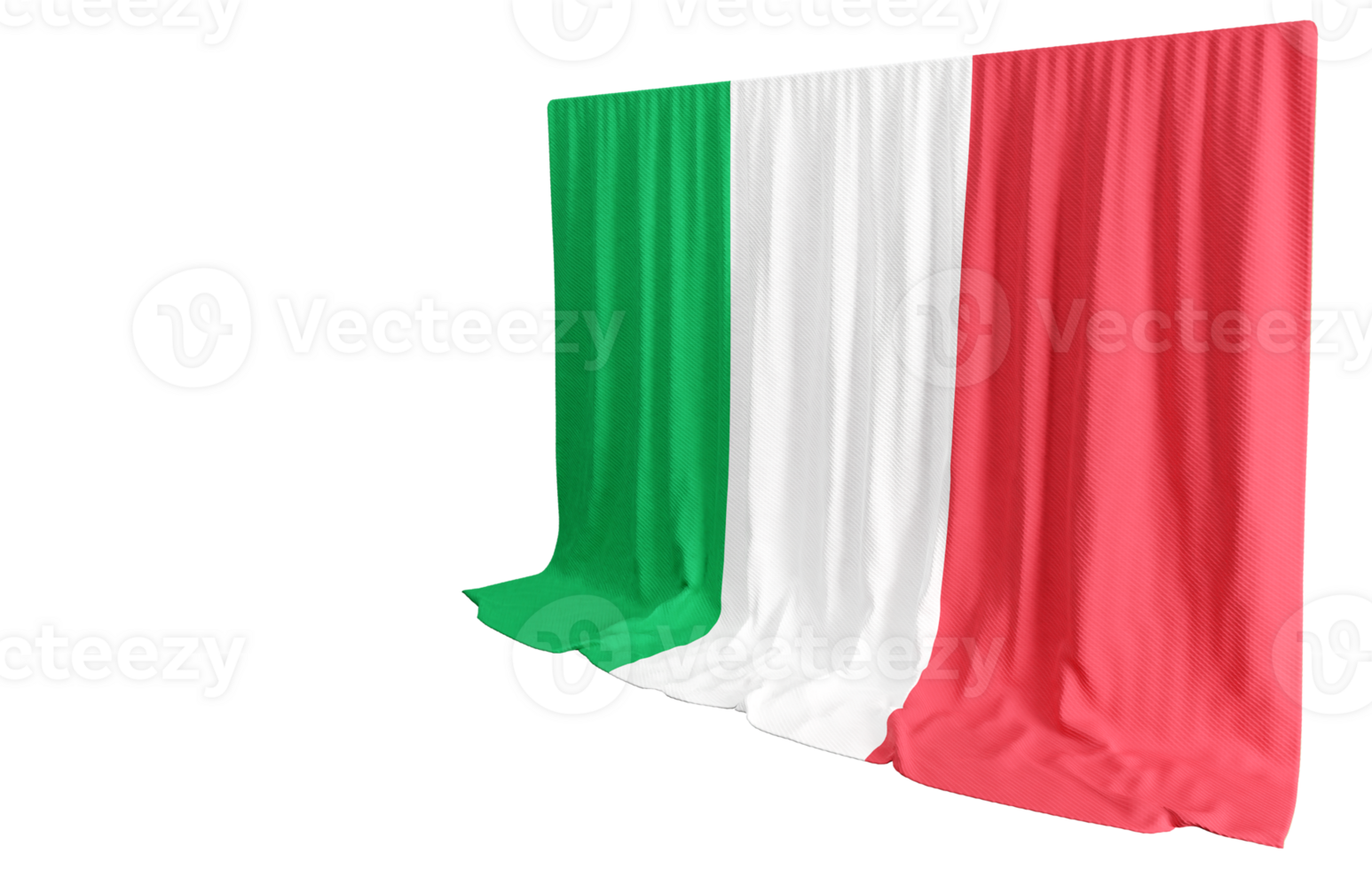 italiano bandeira cortina dentro 3d Renderização da itália Eterno elegância png
