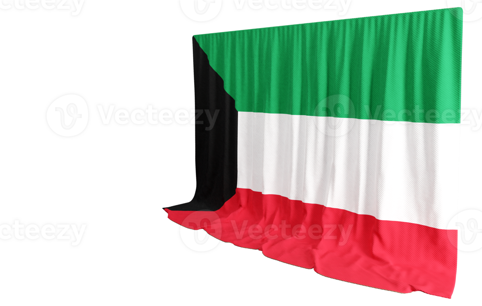 Kuwaiti Flag Curtain in 3D Rendering Kuwait's Resilience png