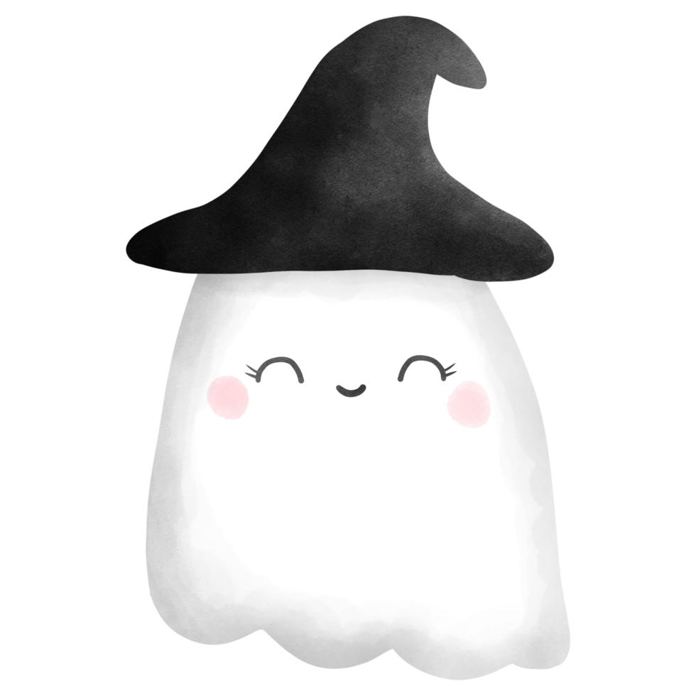 Watercolor cute halloween ghost isolate items design png