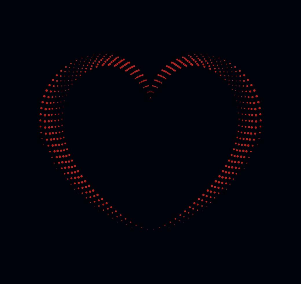 un rojo corazón forma hecho por puntos en un negro fondo, cs pulcro corazón vectores corazón vector definido corazón gráficos corazón símbolo minimalista corazón diseños