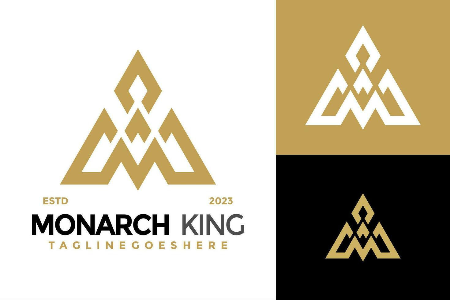 Letter M Crown King logo design vector symbol icon illustration