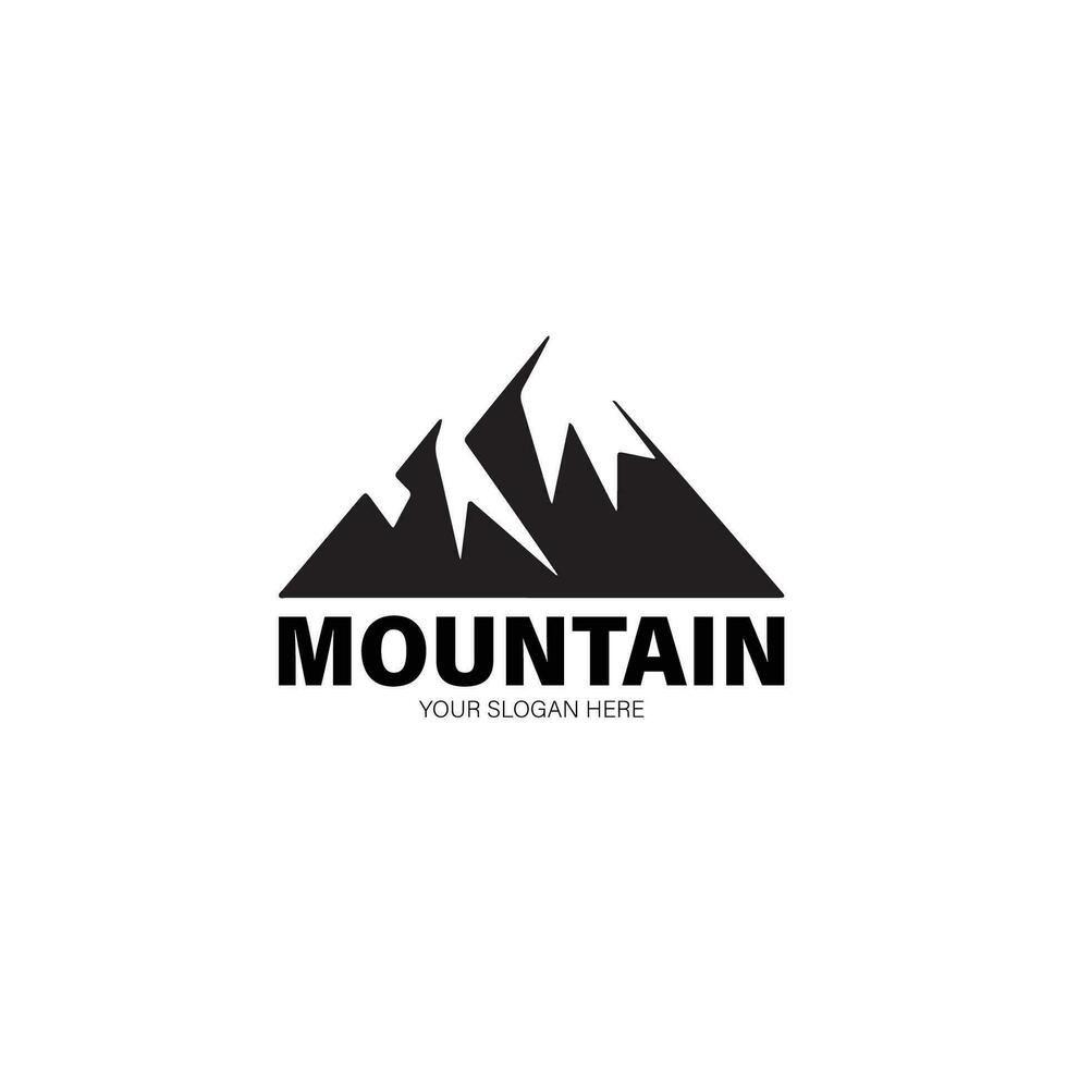 montaña logo con siluet diseño y blanco y negro color vector