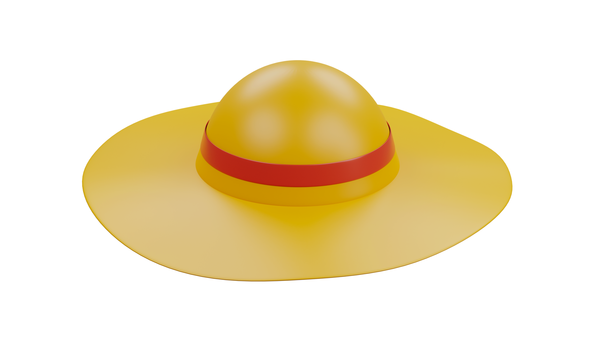 3D rendering of boater, floppy hat with red strip, Sun hat for camping