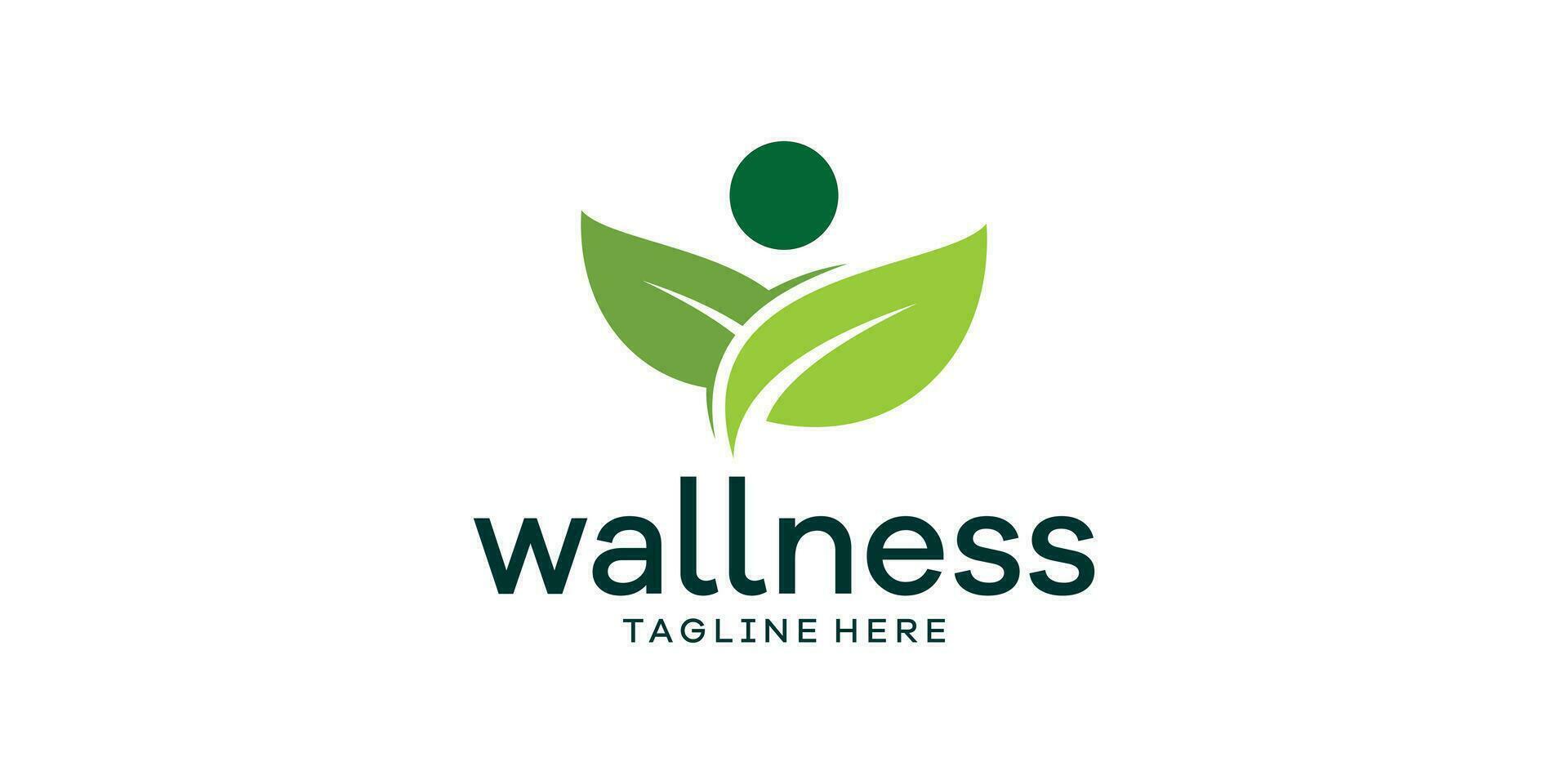 Wellness, health, fitness logo design inspiration, combination of people and leaves. vector