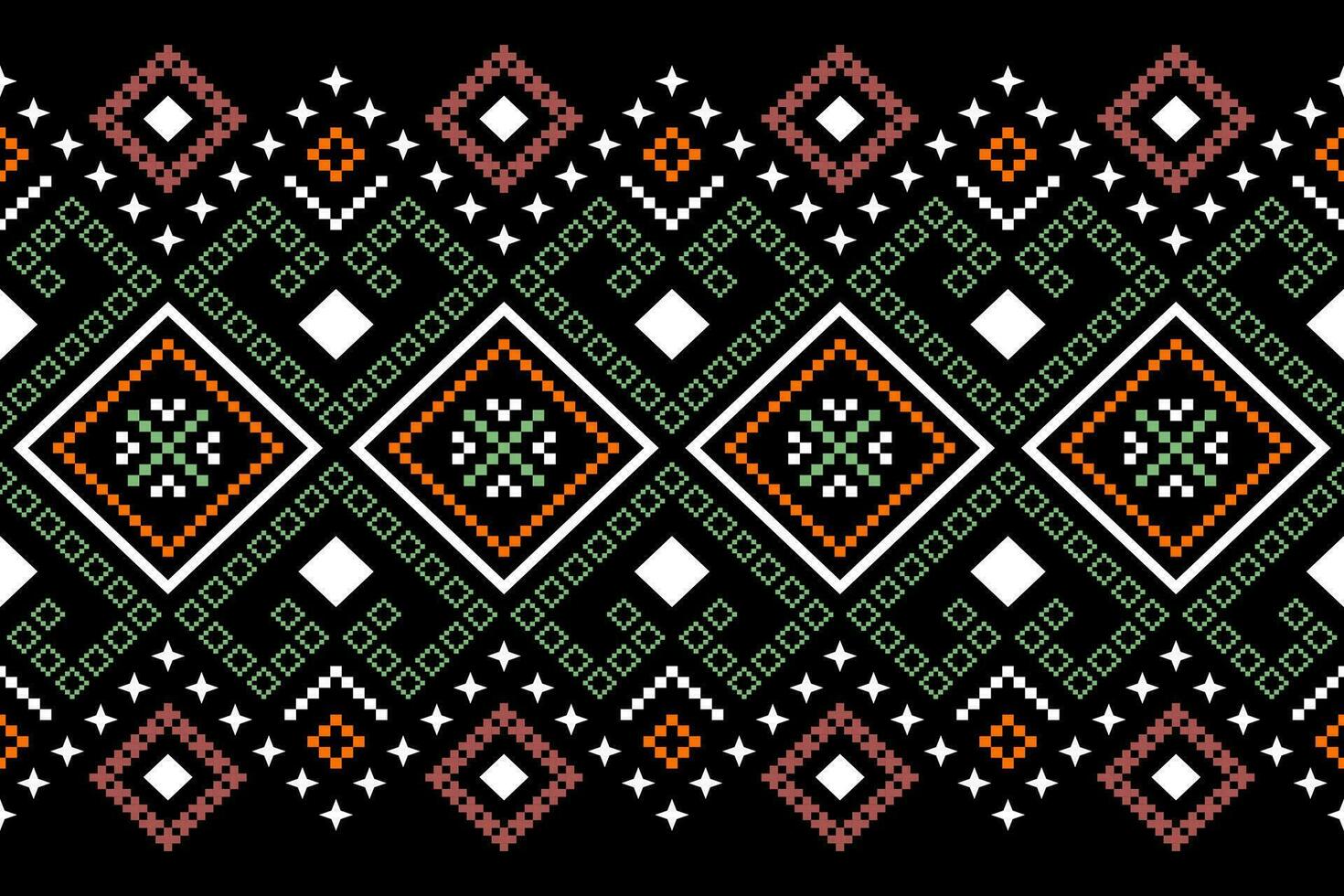 Cross stitch colorful geometric traditional ethnic pattern Ikat seamless pattern abstract design for fabric print cloth dress carpet curtains and sarong Aztec African Indian Indonesian vector