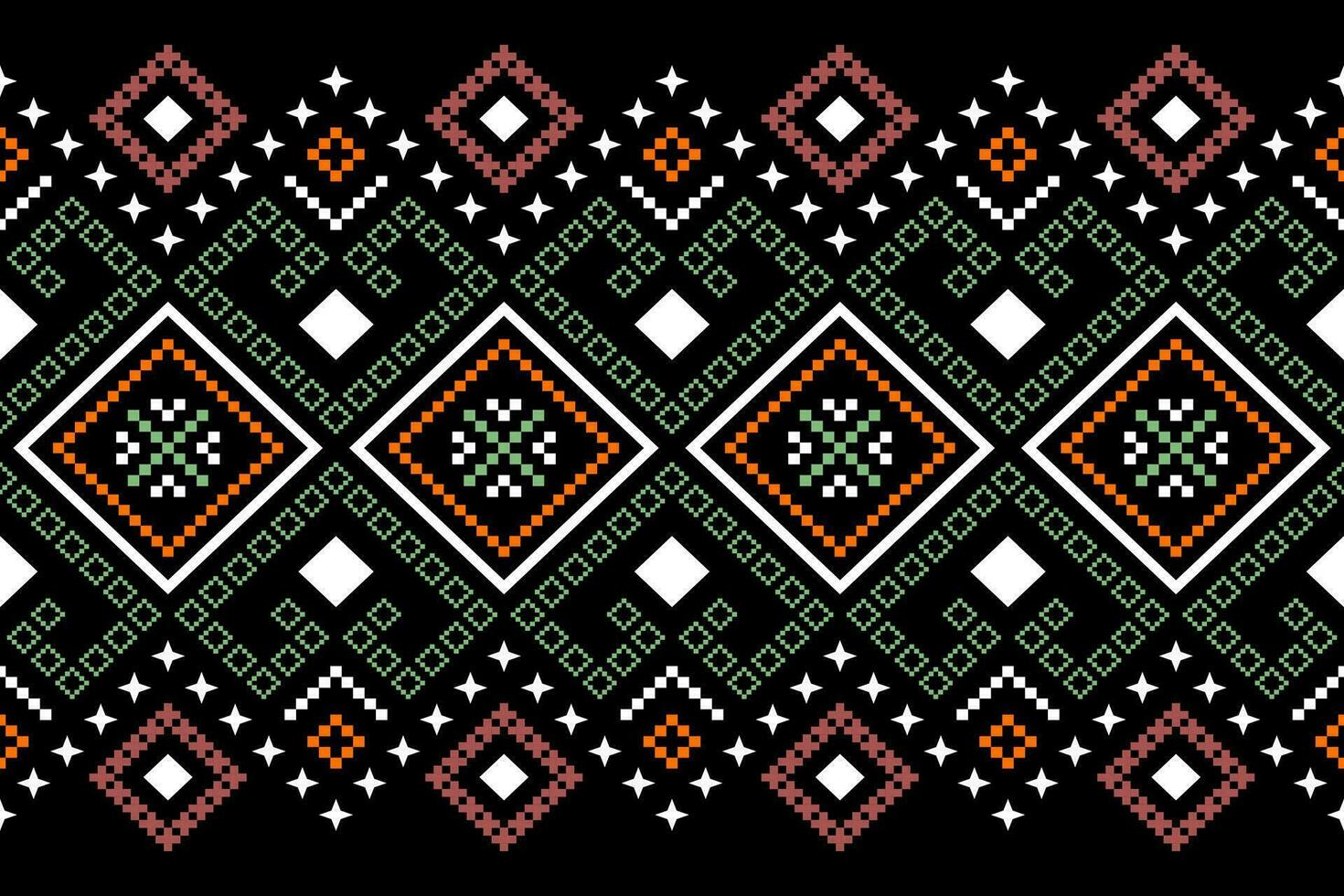 Cross stitch colorful geometric traditional ethnic pattern Ikat seamless pattern abstract design for fabric print cloth dress carpet curtains and sarong Aztec African Indian Indonesian vector