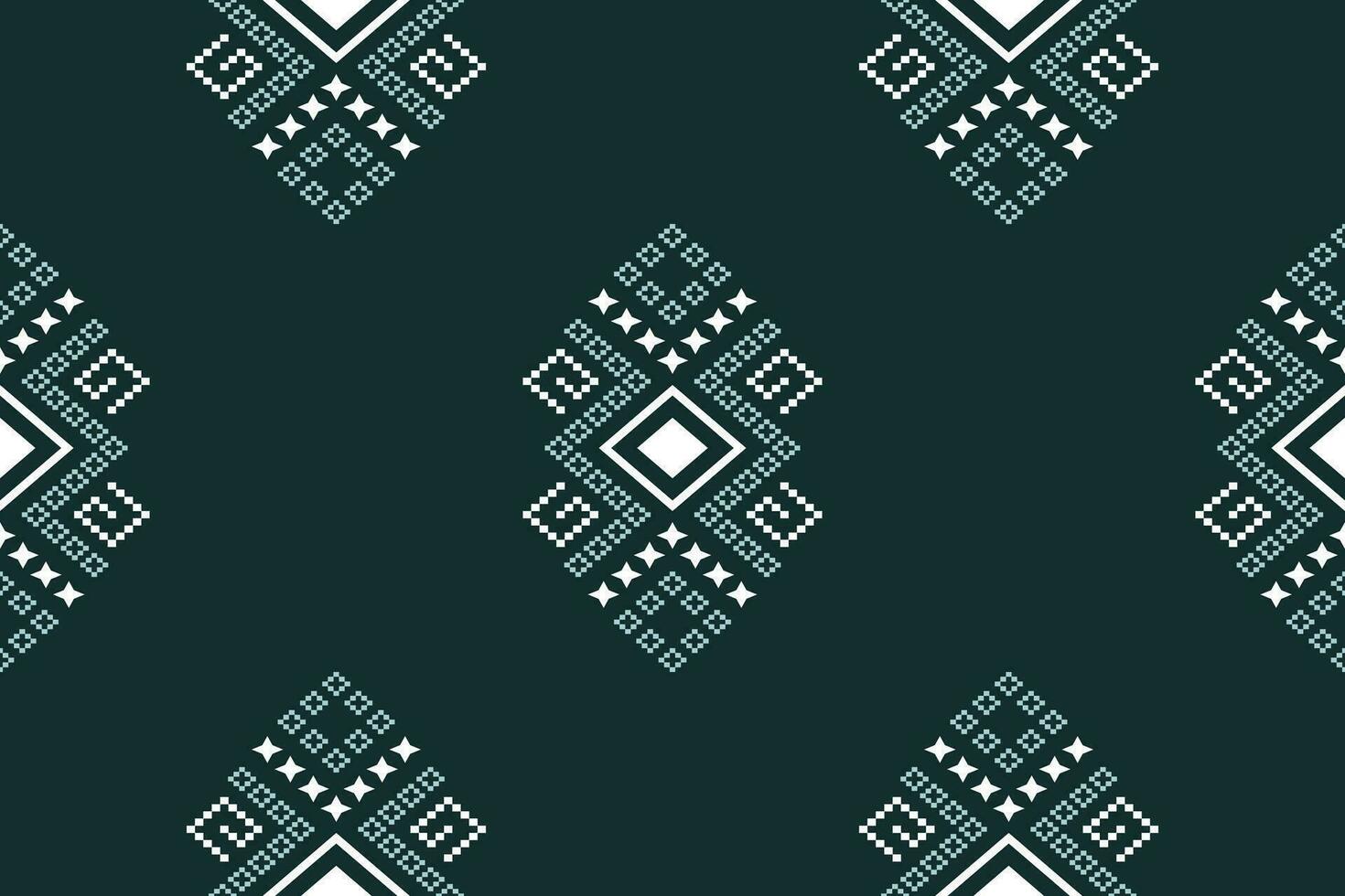 Green Cross stitch colorful geometric traditional ethnic pattern Ikat seamless pattern border abstract design for fabric print cloth dress carpet curtains and sarong Aztec African Indian Indonesian vector